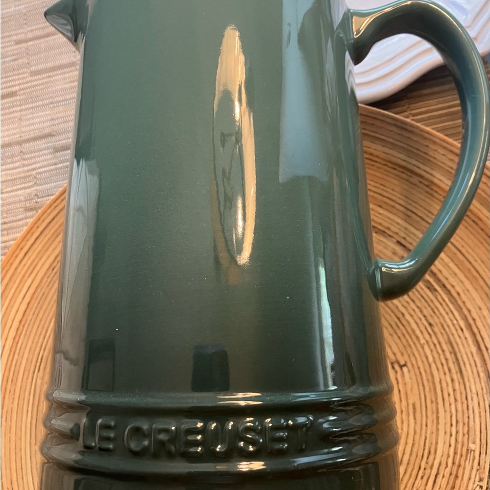 Le Creuset Artichaut  green .Glossy Ceramic Pitcher